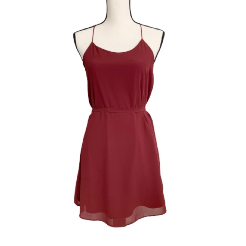 Naked Zebra Maroon Halter mini dress